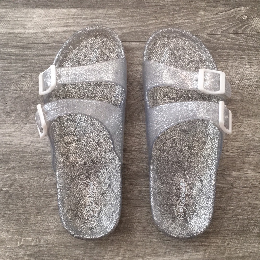 glitter clear sandals